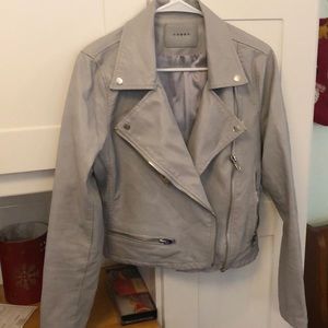 Gray faux leather jacket from Nordstrom